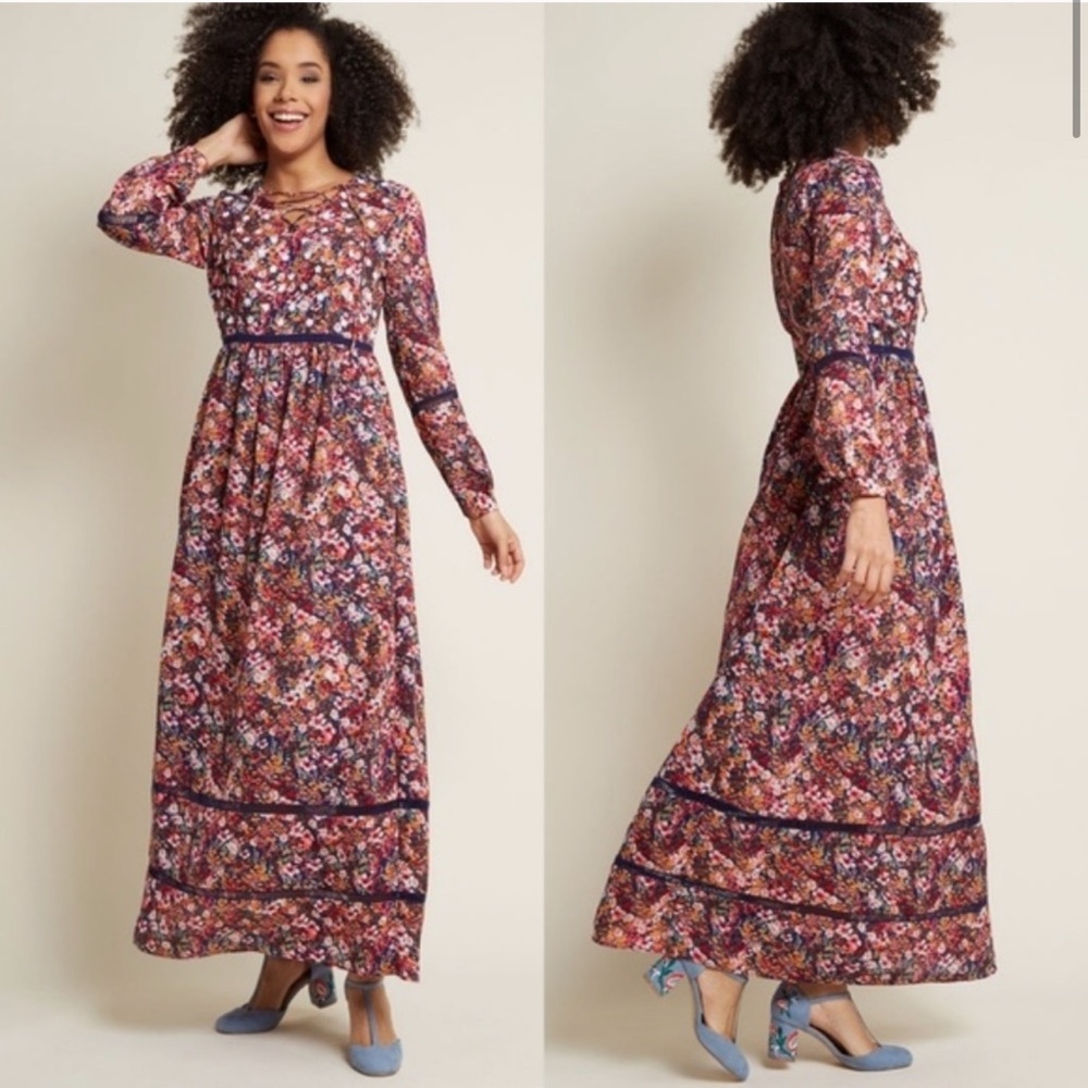 ModCloth Ravishing matters floral maxi dress M